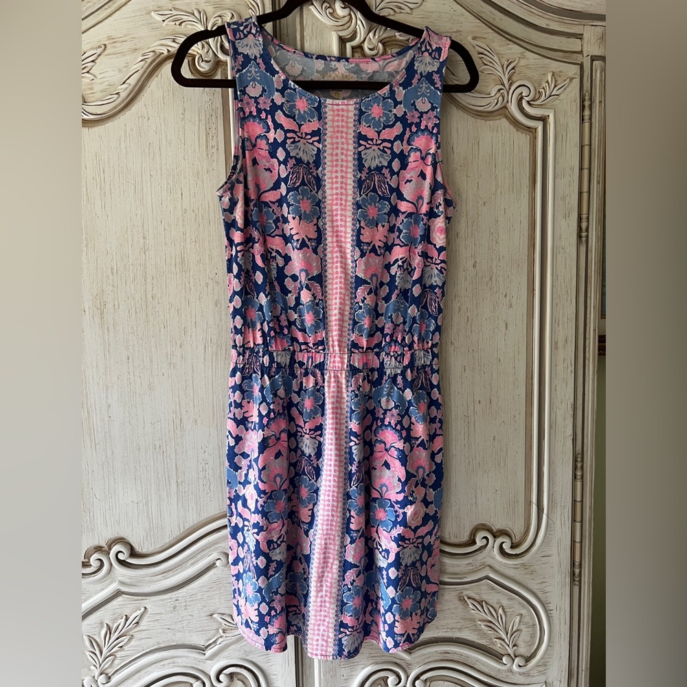 Lilly Pulitzer Pink and Blue Floral Sleeveless Shift Dress